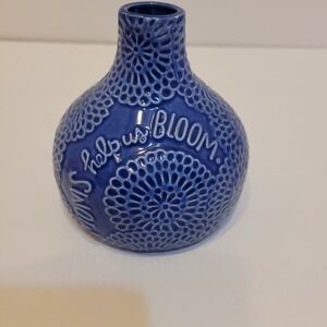 Hallmark Ceramic Vase "Moms Help‎ Us Bloom" Blue